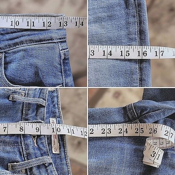 Levi's 721 Distressed Skinny in Rugged Indigo Med Denim size 25 - Picture 13 of 14